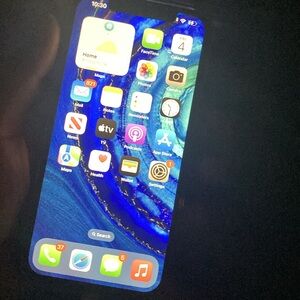 Apple Smartphone with Black and Blue Display